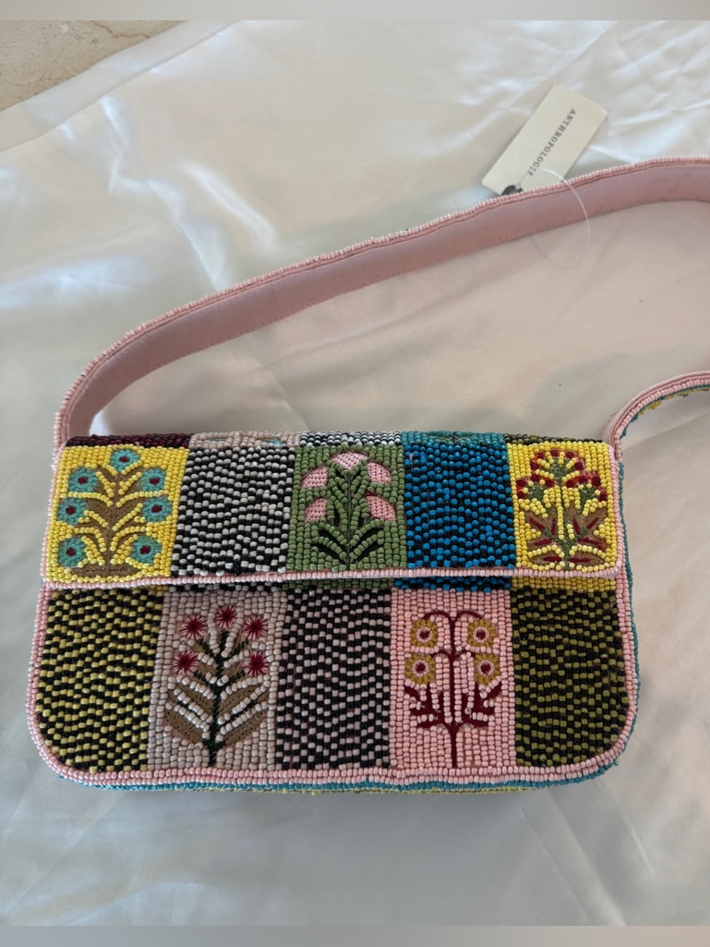 Anthropologie Fiona Beaded Floral Patchwork Shoulder Bag